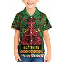Aotearoa Iwi Ngati Hine Kid Hawaiian Shirt Maori Wharenui House Tribal Pattern