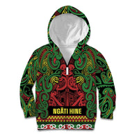 Aotearoa Iwi Ngati Hine Kid Hoodie Maori Wharenui House Tribal Pattern