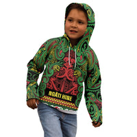 Aotearoa Iwi Ngati Hine Kid Hoodie Maori Wharenui House Tribal Pattern