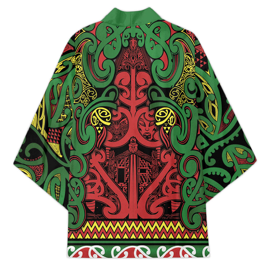 Aotearoa Iwi Ngati Hine Kimono Maori Wharenui House Tribal Pattern