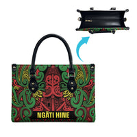 Aotearoa Iwi Ngati Hine Leather Bag Maori Wharenui House Tribal Pattern