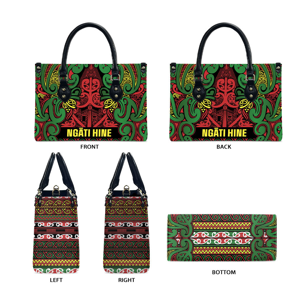 Aotearoa Iwi Ngati Hine Leather Bag Maori Wharenui House Tribal Pattern