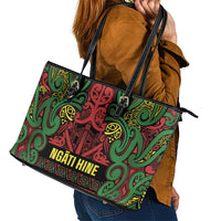 Aotearoa Iwi Ngati Hine Leather Tote Bag Maori Wharenui House Tribal Pattern