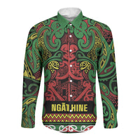 Aotearoa Iwi Ngati Hine Long Sleeve Button Shirt Maori Wharenui House Tribal Pattern