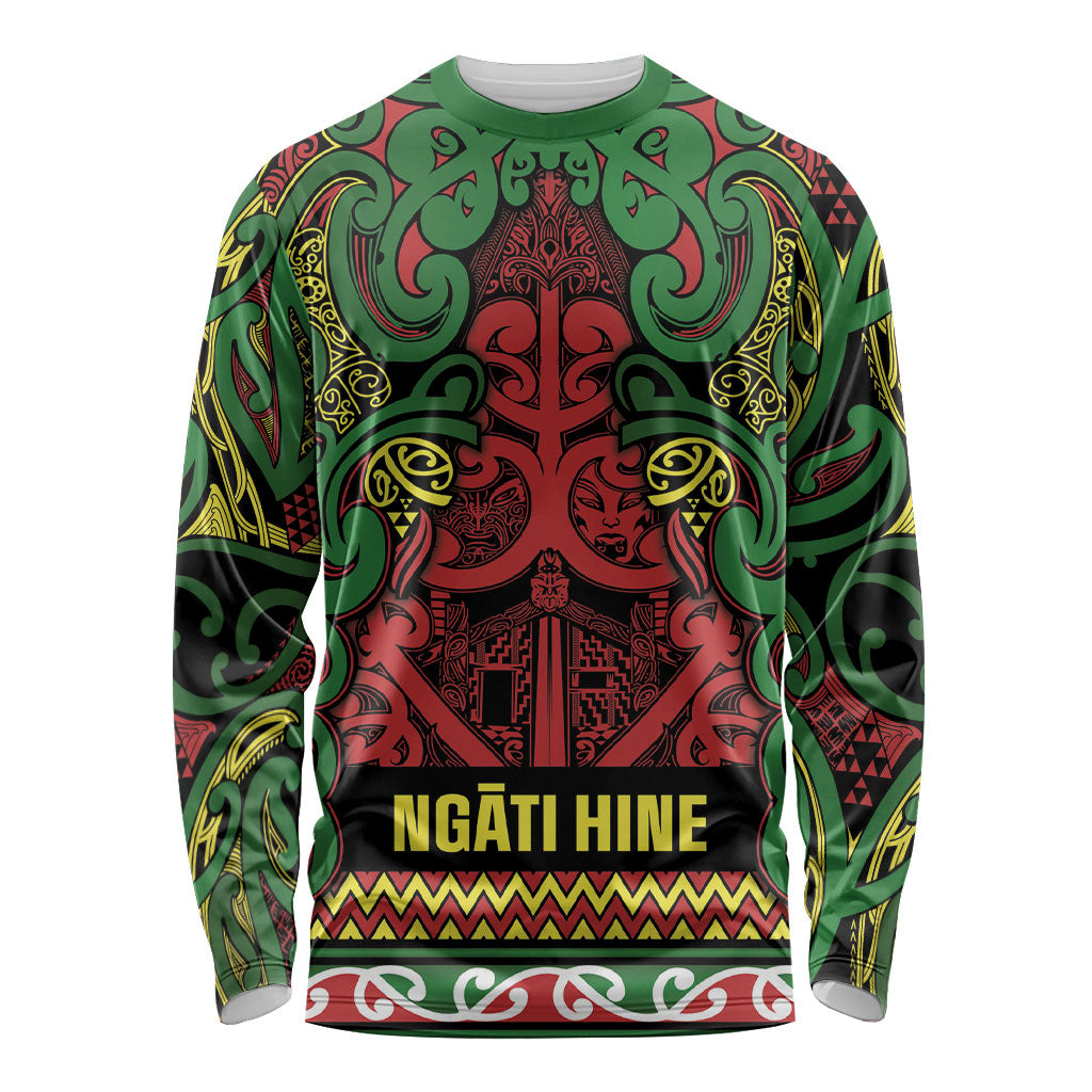 Aotearoa Iwi Ngati Hine Long Sleeve Shirt Maori Wharenui House Tribal Pattern