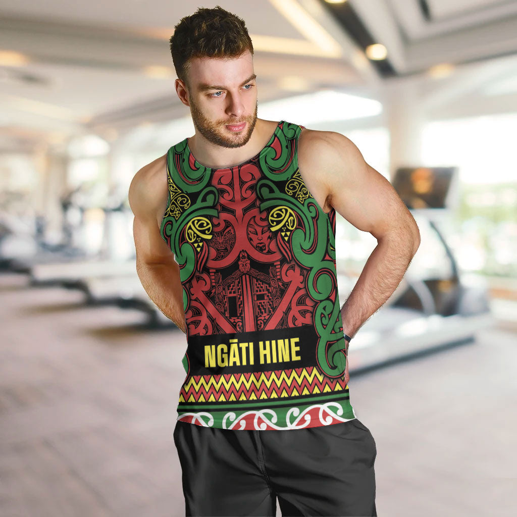 Aotearoa Iwi Ngati Hine Men Tank Top Maori Wharenui House Tribal Pattern