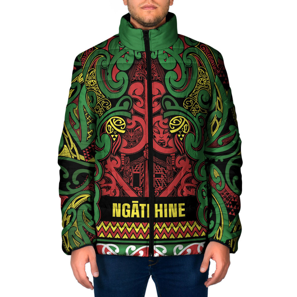 Aotearoa Iwi Ngati Hine Padded Jacket Maori Wharenui House Tribal Pattern