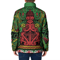 Aotearoa Iwi Ngati Hine Padded Jacket Maori Wharenui House Tribal Pattern
