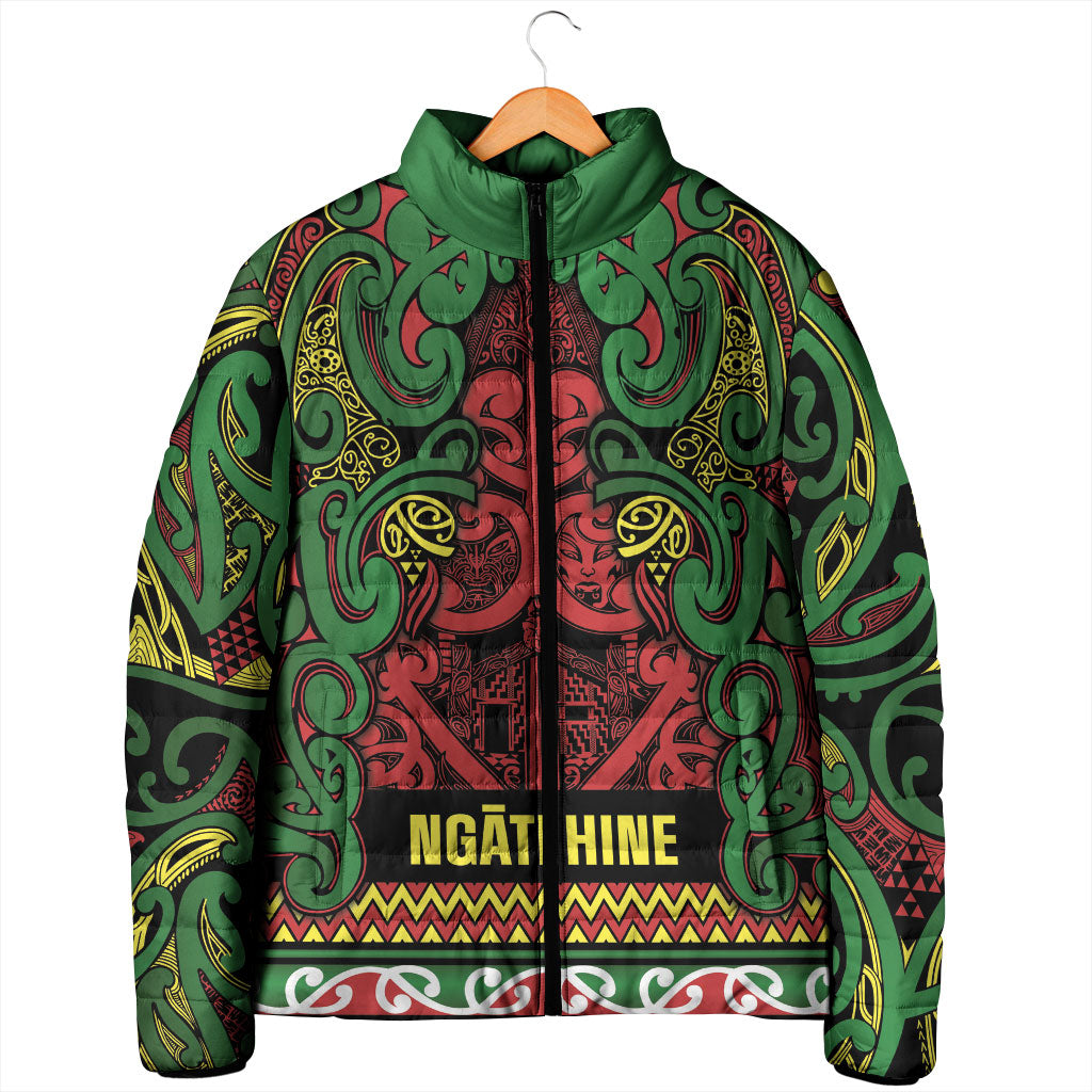 Aotearoa Iwi Ngati Hine Padded Jacket Maori Wharenui House Tribal Pattern