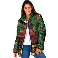 Aotearoa Iwi Ngati Hine Padded Jacket Maori Wharenui House Tribal Pattern