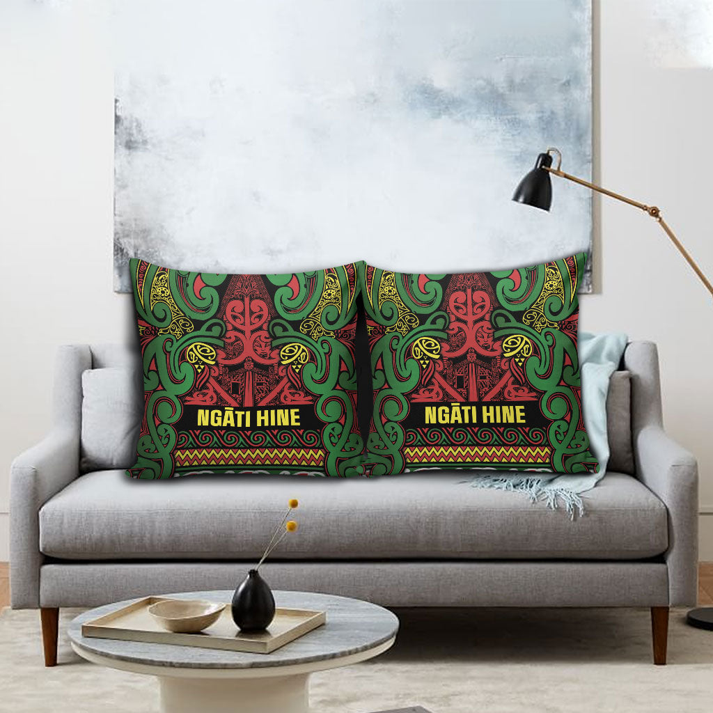 Aotearoa Iwi Ngati Hine Pillow Cover Maori Wharenui House Tribal Pattern