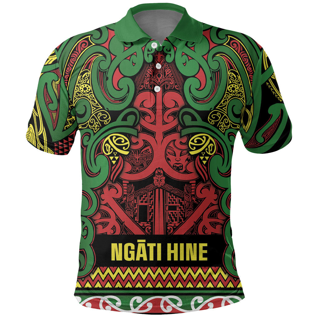 Aotearoa Iwi Ngati Hine Polo Shirt Maori Wharenui House Tribal Pattern