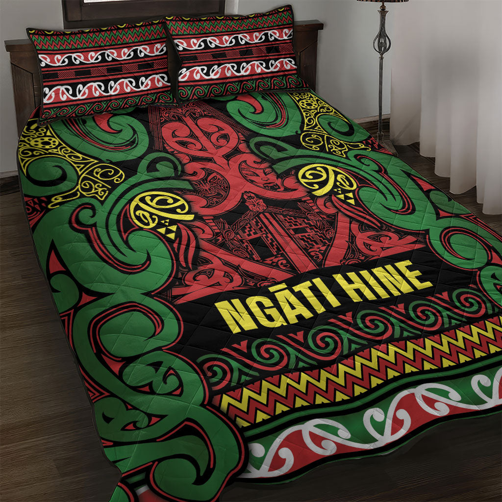 Aotearoa Iwi Ngati Hine Quilt Bed Set Maori Wharenui House Tribal Pattern LT9 Deep Green - Polynesian Pride