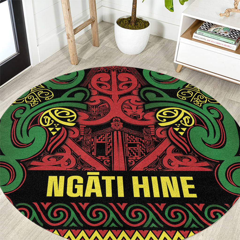 Aotearoa Iwi Ngati Hine Round Carpet Maori Wharenui House Tribal Pattern