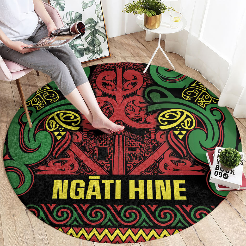 Aotearoa Iwi Ngati Hine Round Carpet Maori Wharenui House Tribal Pattern