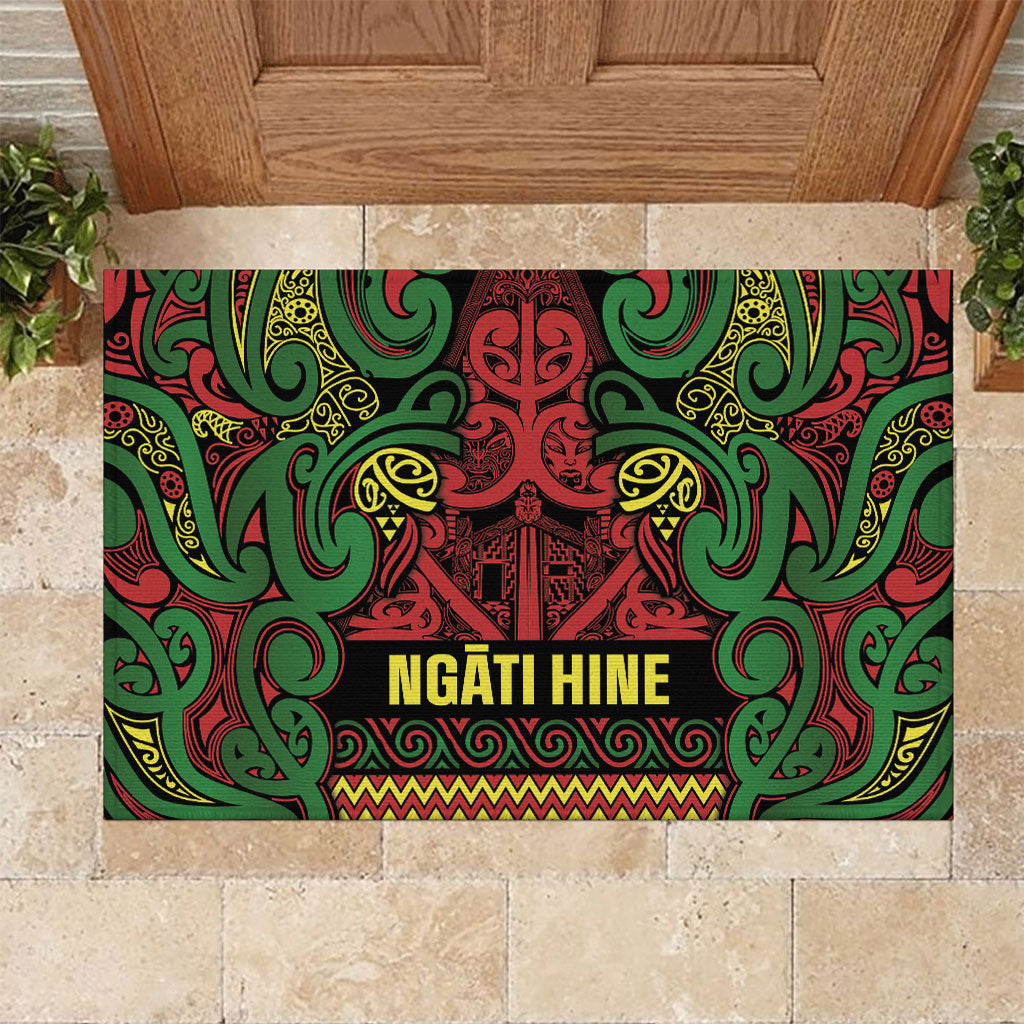 Aotearoa Iwi Ngati Hine Rubber Doormat Maori Wharenui House Tribal Pattern