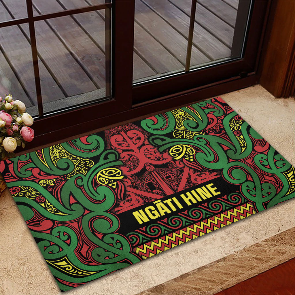 Aotearoa Iwi Ngati Hine Rubber Doormat Maori Wharenui House Tribal Pattern