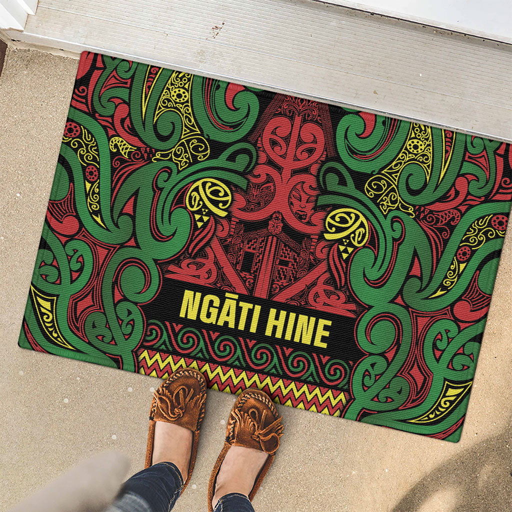 Aotearoa Iwi Ngati Hine Rubber Doormat Maori Wharenui House Tribal Pattern