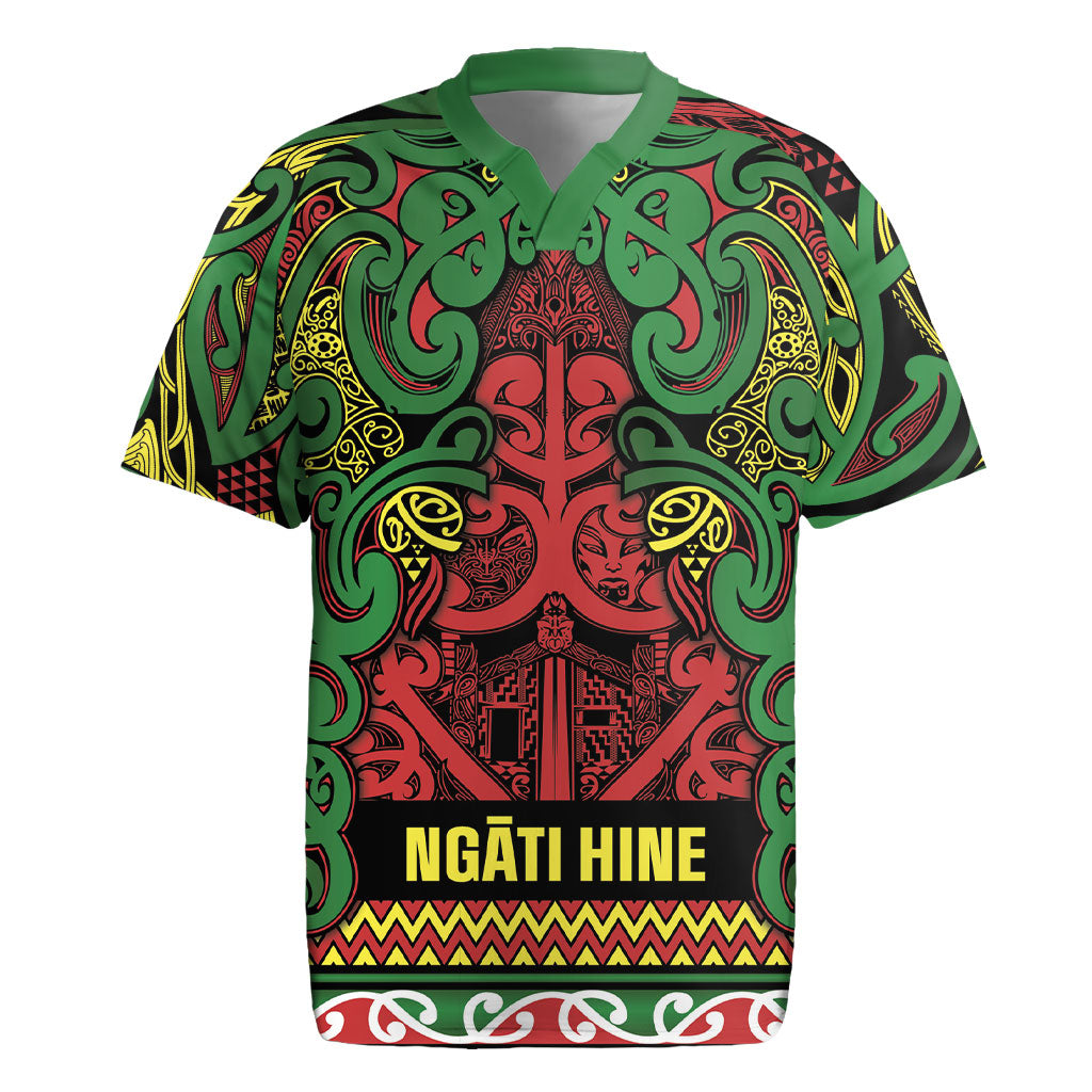 Aotearoa Iwi Ngati Hine Rugby Jersey Maori Wharenui House Tribal Pattern