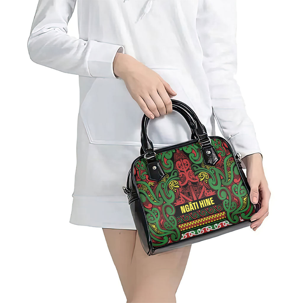 Aotearoa Iwi Ngati Hine Shoulder Handbag Maori Wharenui House Tribal Pattern