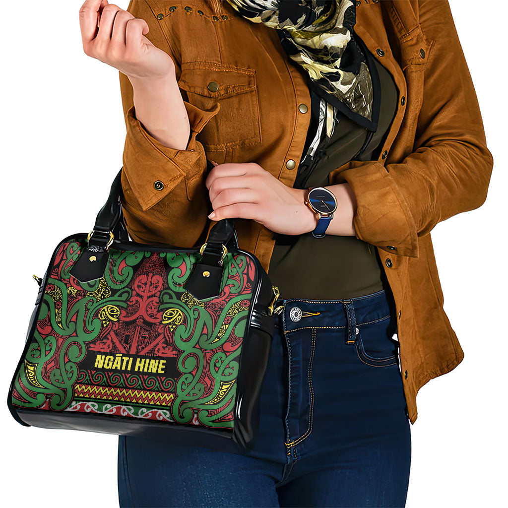 Aotearoa Iwi Ngati Hine Shoulder Handbag Maori Wharenui House Tribal Pattern