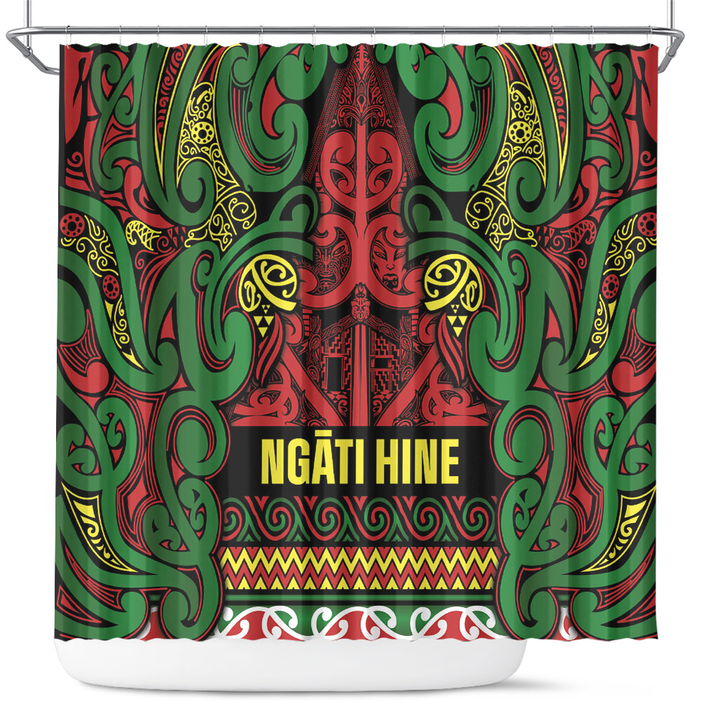 Aotearoa Iwi Ngati Hine Shower Curtain Maori Wharenui House Tribal Pattern