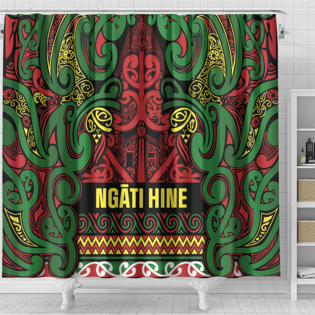 Aotearoa Iwi Ngati Hine Shower Curtain Maori Wharenui House Tribal Pattern