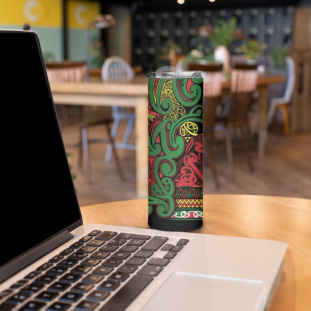 Aotearoa Iwi Ngati Hine Skinny Tumbler Maori Wharenui House Tribal Pattern