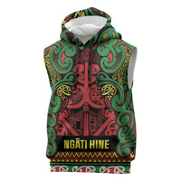Aotearoa Iwi Ngati Hine Sleeveless Hoodie Maori Wharenui House Tribal Pattern