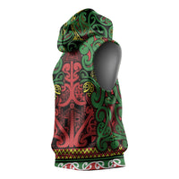 Aotearoa Iwi Ngati Hine Sleeveless Hoodie Maori Wharenui House Tribal Pattern