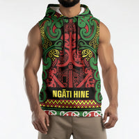 Aotearoa Iwi Ngati Hine Sleeveless Hoodie Maori Wharenui House Tribal Pattern