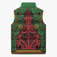 Aotearoa Iwi Ngati Hine Sleeveless Puffer Jacket Maori Wharenui House Tribal Pattern