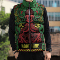 Aotearoa Iwi Ngati Hine Sleeveless Puffer Jacket Maori Wharenui House Tribal Pattern