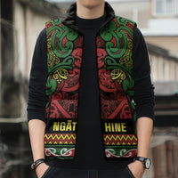 Aotearoa Iwi Ngati Hine Sleeveless Puffer Jacket Maori Wharenui House Tribal Pattern