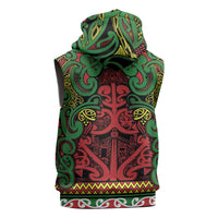 Aotearoa Iwi Ngati Hine Sleeveless Zip Hoodie Maori Wharenui House Tribal Pattern