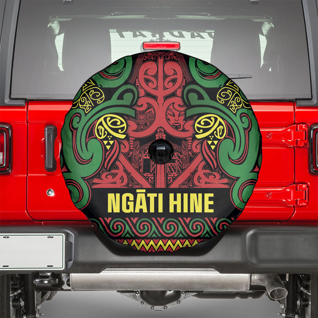 Aotearoa Iwi Ngati Hine Spare Tire Cover Maori Wharenui House Tribal Pattern