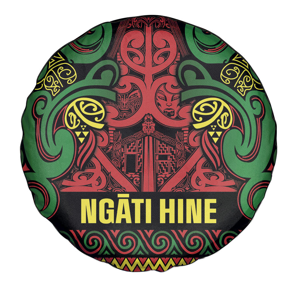 Aotearoa Iwi Ngati Hine Spare Tire Cover Maori Wharenui House Tribal Pattern