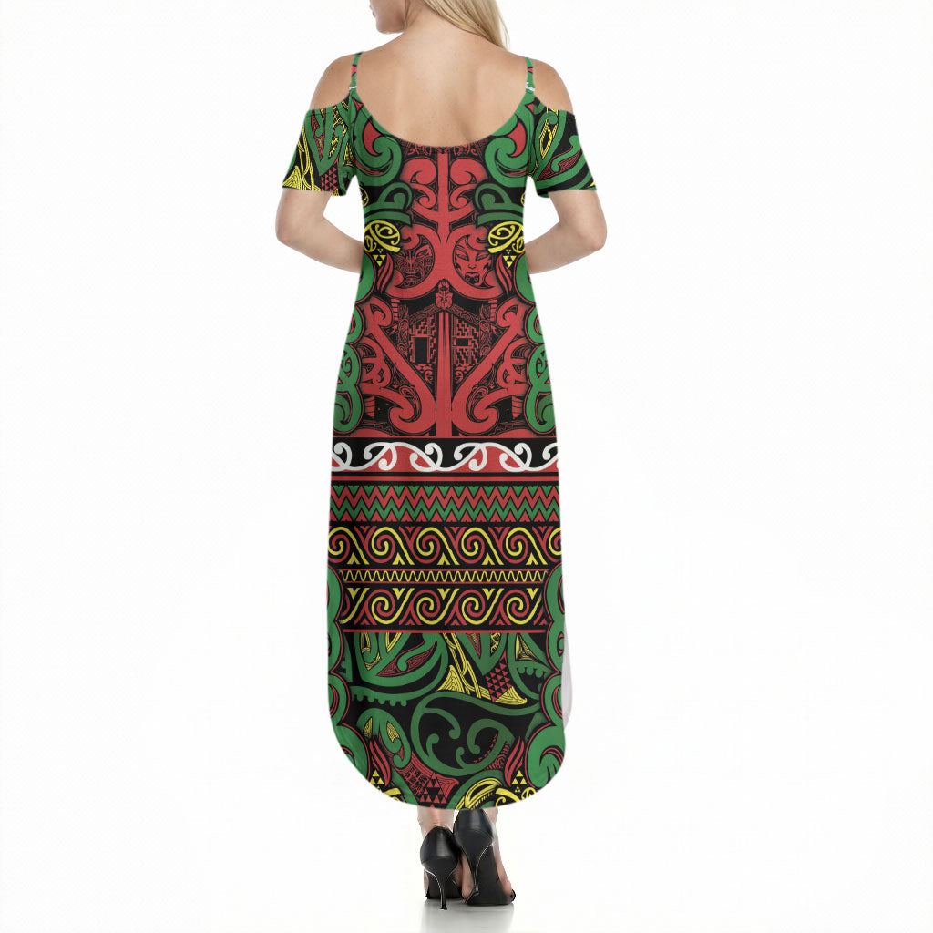 Aotearoa Iwi Ngati Hine Summer Maxi Dress Maori Wharenui House Tribal Pattern