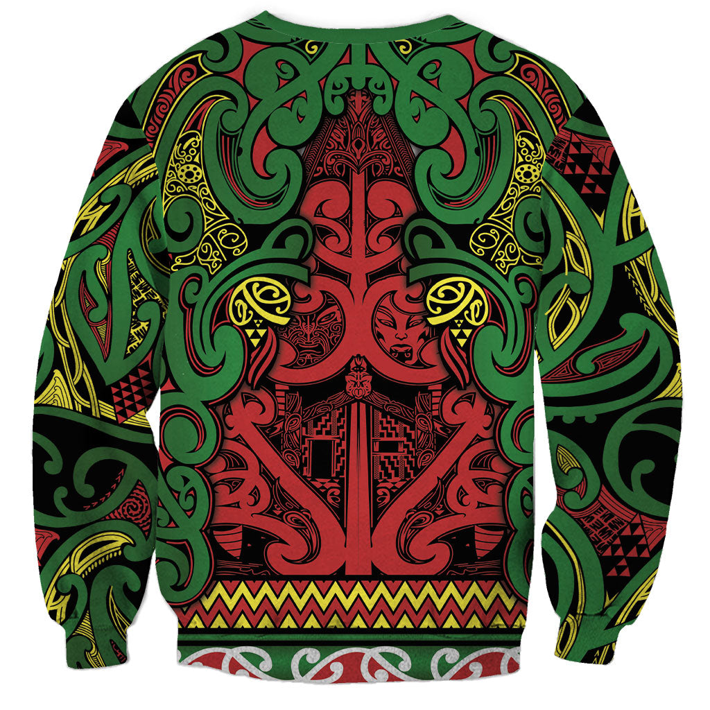 Aotearoa Iwi Ngati Hine Sweatshirt Maori Wharenui House Tribal Pattern