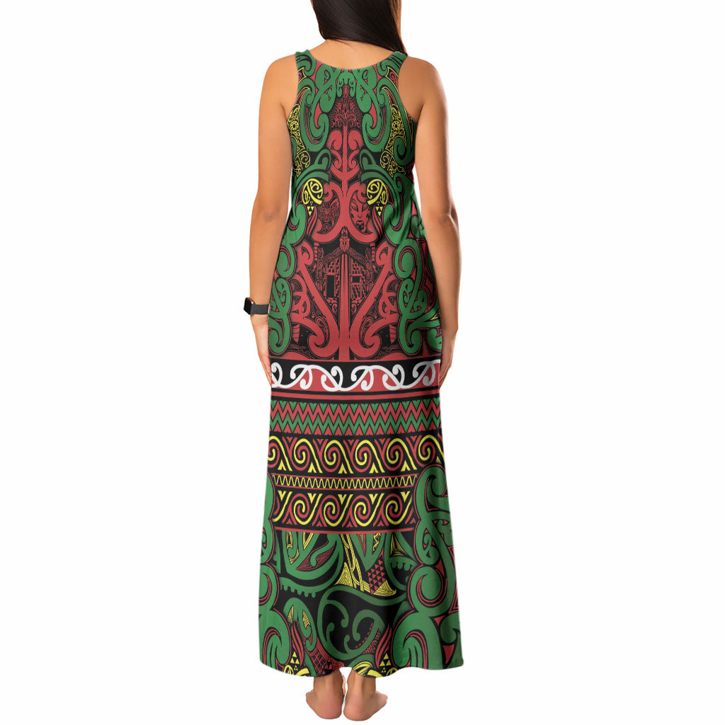 Aotearoa Iwi Ngati Hine Tank Maxi Dress Maori Wharenui House Tribal Pattern