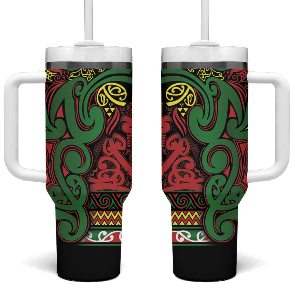 Aotearoa Iwi Ngati Hine Tumbler With Handle Maori Wharenui House Tribal Pattern
