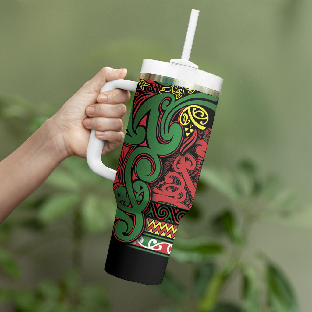 Aotearoa Iwi Ngati Hine Tumbler With Handle Maori Wharenui House Tribal Pattern