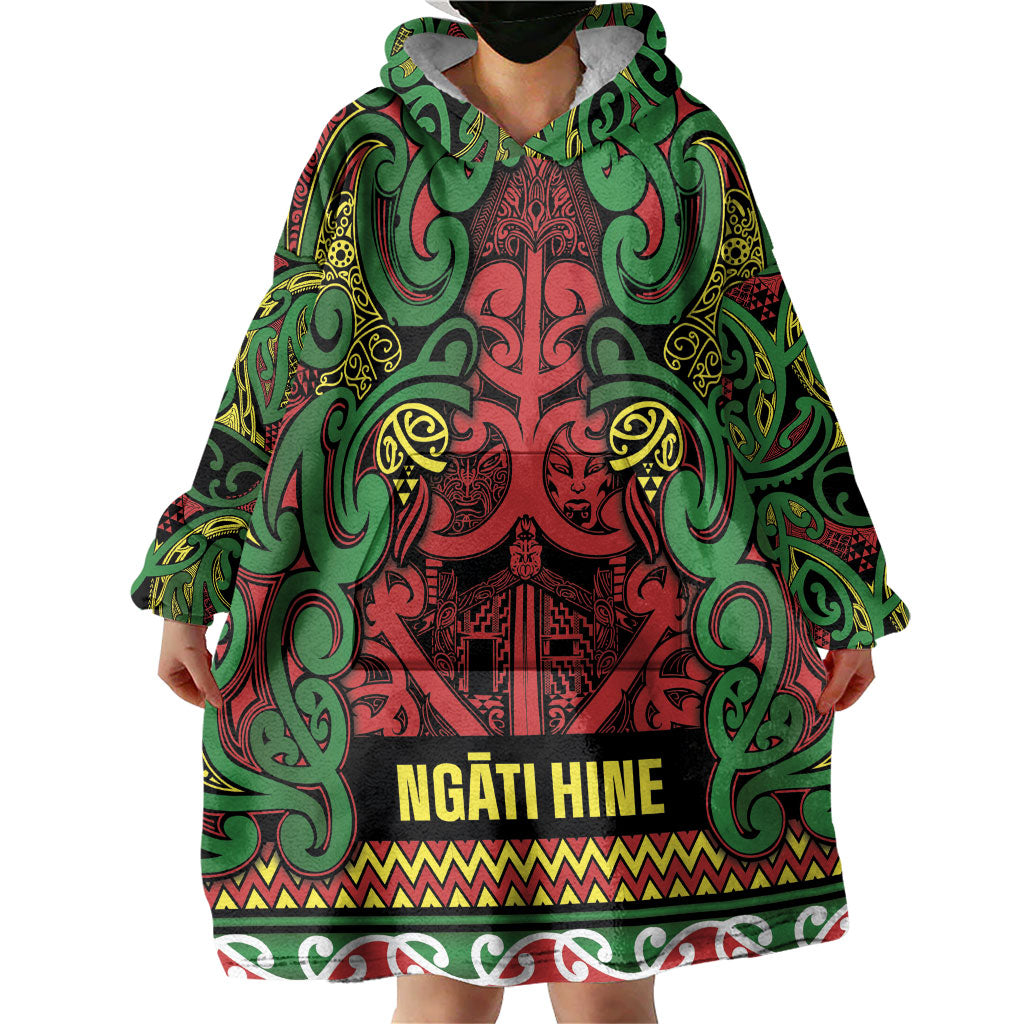 Aotearoa Iwi Ngati Hine Wearable Blanket Hoodie Maori Wharenui House Tribal Pattern