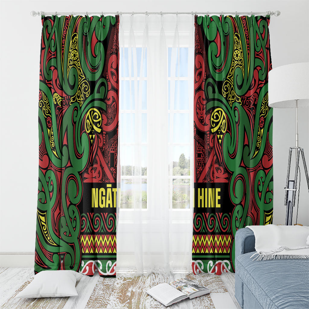 Aotearoa Iwi Ngati Hine Window Curtain Maori Wharenui House Tribal Pattern