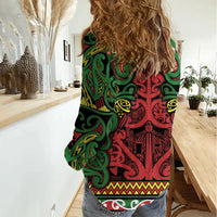 Aotearoa Iwi Ngati Hine Women Casual Shirt Maori Wharenui House Tribal Pattern