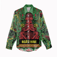 Aotearoa Iwi Ngati Hine Women Casual Shirt Maori Wharenui House Tribal Pattern