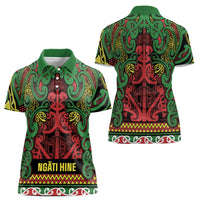 Aotearoa Iwi Ngati Hine Women Polo Shirt Maori Wharenui House Tribal Pattern