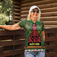 Aotearoa Iwi Ngati Hine Women Polo Shirt Maori Wharenui House Tribal Pattern