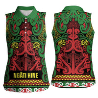 Aotearoa Iwi Ngati Hine Women Sleeveless Polo Shirt Maori Wharenui House Tribal Pattern
