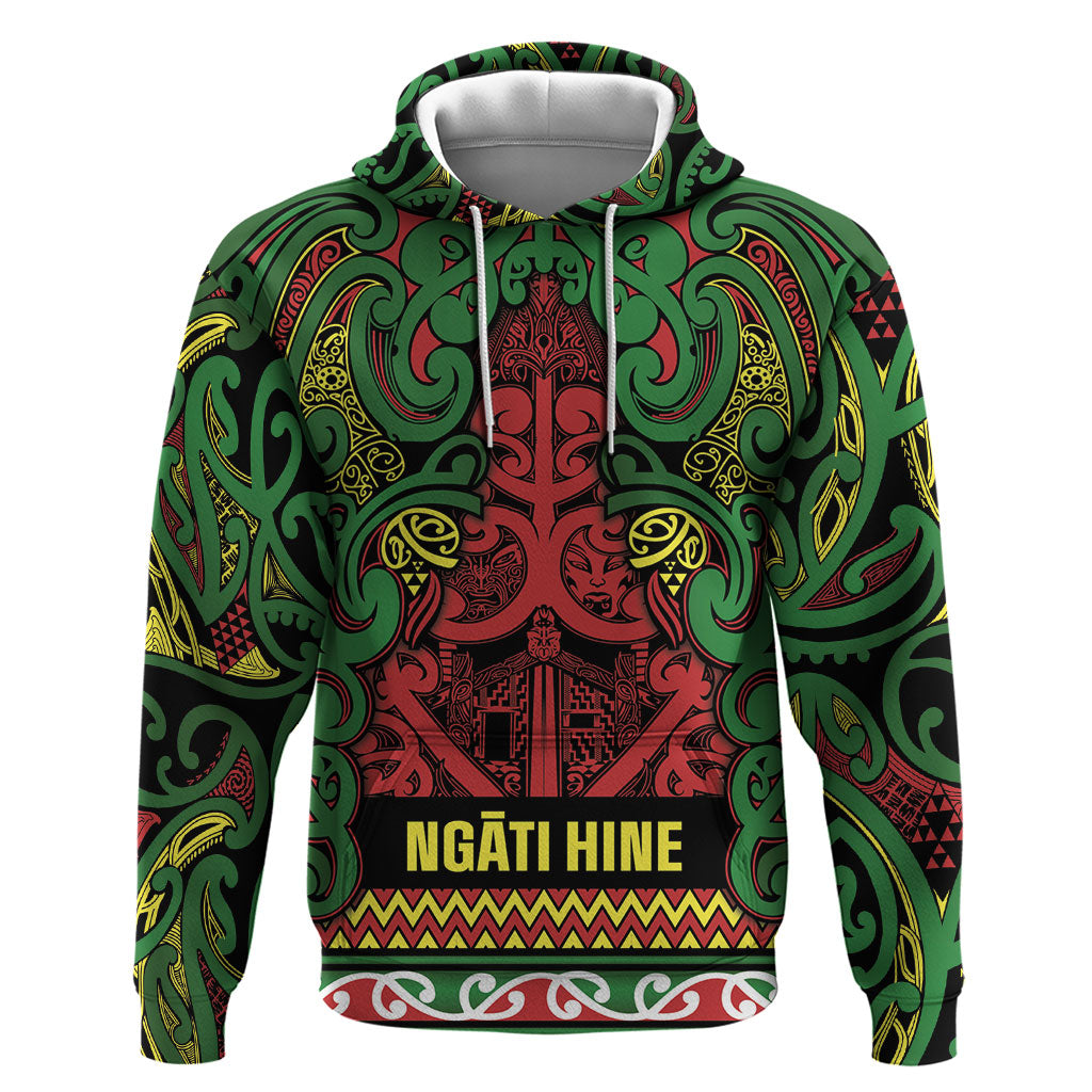 Aotearoa Iwi Ngati Hine Zip Hoodie Maori Wharenui House Tribal Pattern